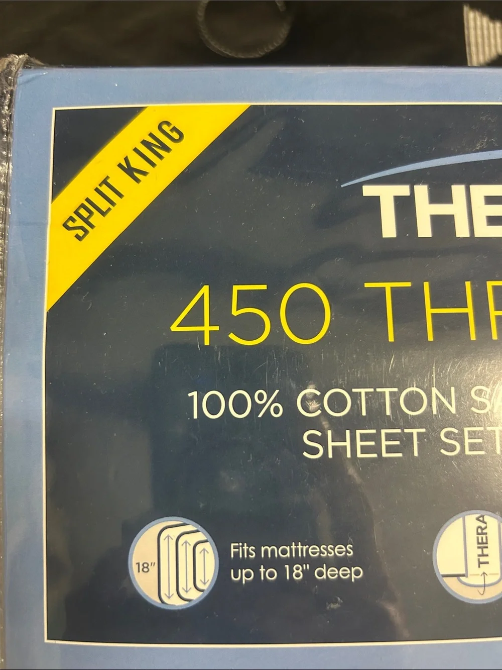 Therapedic 450 Thread Count Cotton Sateen Sheet Set - Light Blue (Split King)
